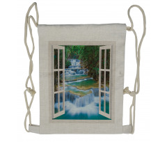 Open Window to River Drawstring Backpack