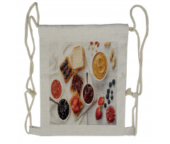 Sandwiches on White Drawstring Backpack