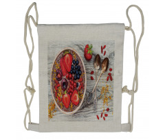 Breakfast Foods Bowl Drawstring Backpack