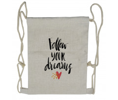 Hand Drawn Brush Lettering Drawstring Backpack