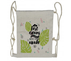 Phrase with Monstera Leaves Drawstring Backpack