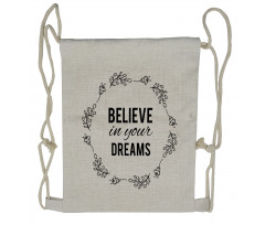 Words Hand Drawn Laurel Frame Drawstring Backpack