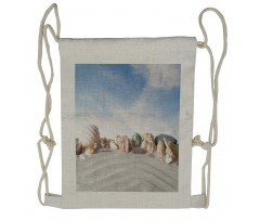 Seashells on Sand Hill Sky Drawstring Backpack