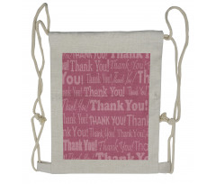 Thankful Message Pink Drawstring Backpack