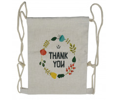 Typography Floral Wreath Drawstring Backpack