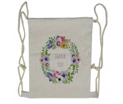 Spring Wreath Simple Word Drawstring Backpack