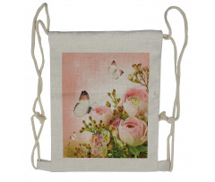 Blossoming Feminine Roses Drawstring Backpack