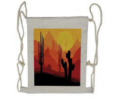 Cactus Silhouettes at Dusk Drawstring Backpack