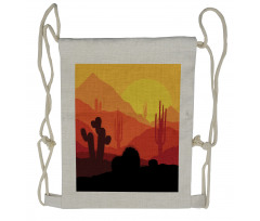 Western Cactus Silhouettes Drawstring Backpack