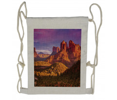 Cliffs Rocks and Violet Sky Drawstring Backpack