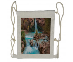 Natural Spring Falls Stream Drawstring Backpack