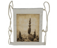 Rocks Calm Sepia Art Drawstring Backpack