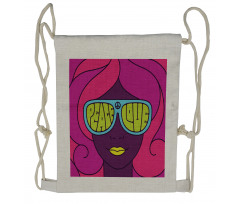 Peace and Love Groovy Girl Drawstring Backpack