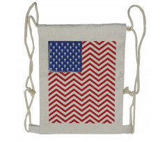 Country Flag with Zigzag Lines Drawstring Backpack