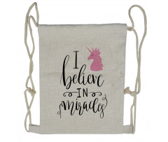 I Beleive in Miracles Text Drawstring Backpack