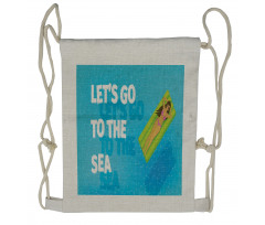 Lets Go to the Sea Message Drawstring Backpack