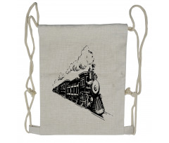 Retro Steam Locomotive Drawstring Backpack