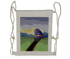 Rural Country Train Design Drawstring Backpack