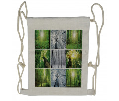 Woodland Winter and Spring Drawstring Backpack