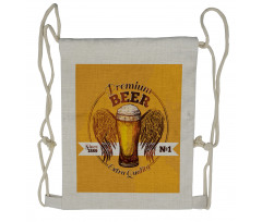 Premium Beer Grunge Graphic Drawstring Backpack