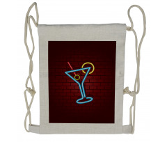 Cocktail Glass over Brick Wall Drawstring Backpack