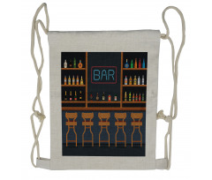 Bar Chairs Cocktail Bottles Drawstring Backpack