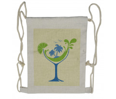 Cocktail Beach Bar with Glass Drawstring Backpack