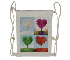 Heart Trees Pattern Drawstring Backpack