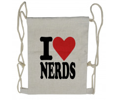 I Love Nerds Words with Heart Drawstring Backpack