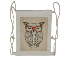 Owl with Be Smart Lettering Drawstring Backpack