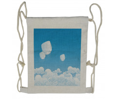 Lantern Floating Away in Sky Drawstring Backpack