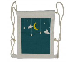 Moon Stars Hanging on Threads Drawstring Backpack