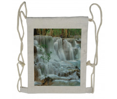 Waterfall Jungle Stream Tree Drawstring Backpack