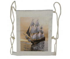 Ship Sailing on Ocean Drawstring Backpack