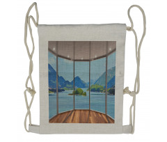 Beach Seaside Hills Window Drawstring Backpack