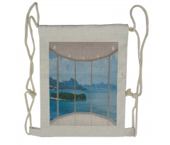 Seascape View from Window Drawstring Backpack