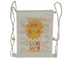 Sun on a Grunge Background Drawstring Backpack