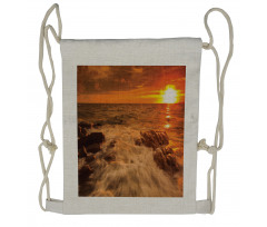 Ocean with Rocks at Sunset Drawstring Backpack