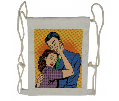 Loving Husband Wife Hugging Drawstring Backpack