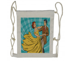 Dancing Romantic Retro Couple Drawstring Backpack