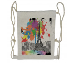 Splashing Spots Eiffel Tower Drawstring Backpack