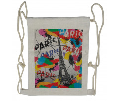 Contemporary Eiffel Tower Art Drawstring Backpack