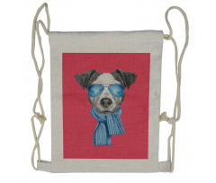 Hipster Dog Glasses Drawstring Backpack