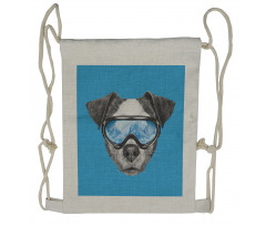 Skiing Cool Doggie Drawstring Backpack