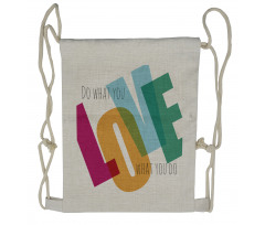 Vintage Colorful Letter Art Drawstring Backpack