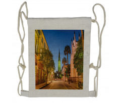 Street at Sunset Scene Drawstring Backpack