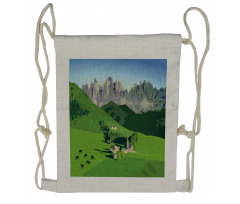 Alpine Mountains Meadow Drawstring Backpack