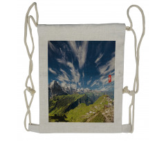 View of the Swiss Alps Drawstring Backpack