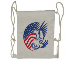 American Bald Eagle Flag Drawstring Backpack