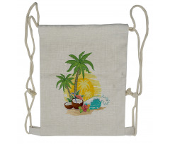 Coconut Drink Palms Drawstring Backpack